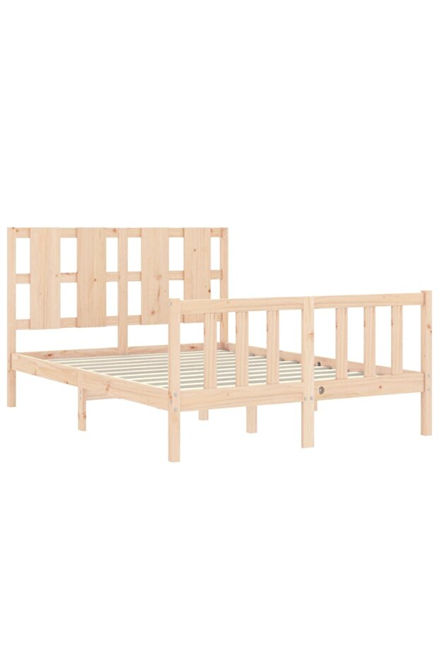 Bed frame with headboard, 140x200 cm, solid wood - 5