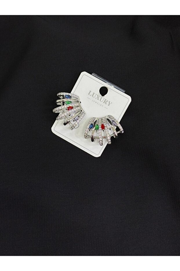 Luxury Silver Color Stone Earrings
