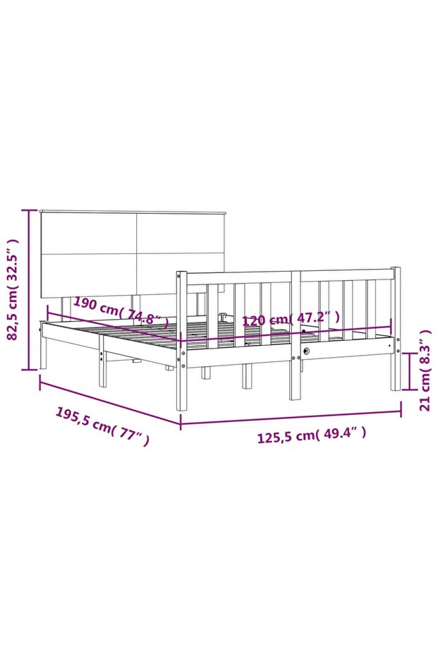 4FT Bed Frame with Headboard, Small Double, Solid Wood - 8