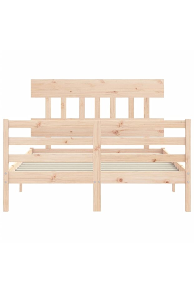 Bed frame with headboard, solid wood, double 4FT6 - 6