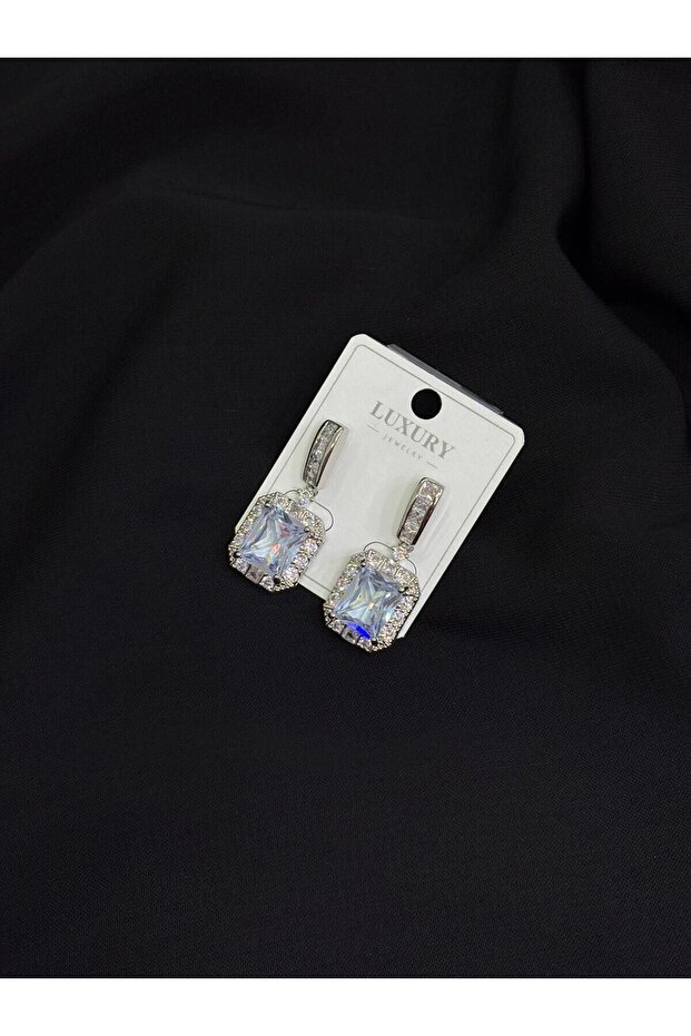 Luxury Silver Color Zircon Earrings