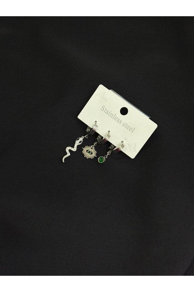 316L Steel Silver Color 3-Piece Earrings