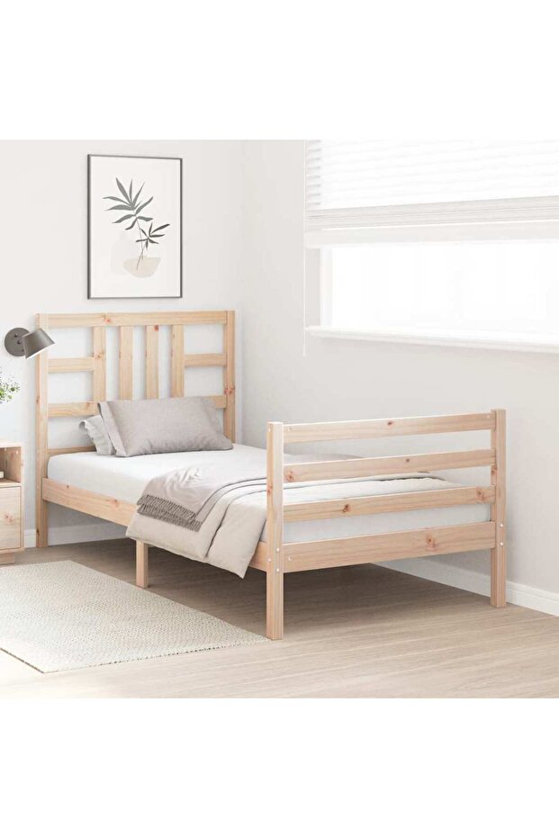 Bed frame with headboard 3FT, single, solid wood - 4