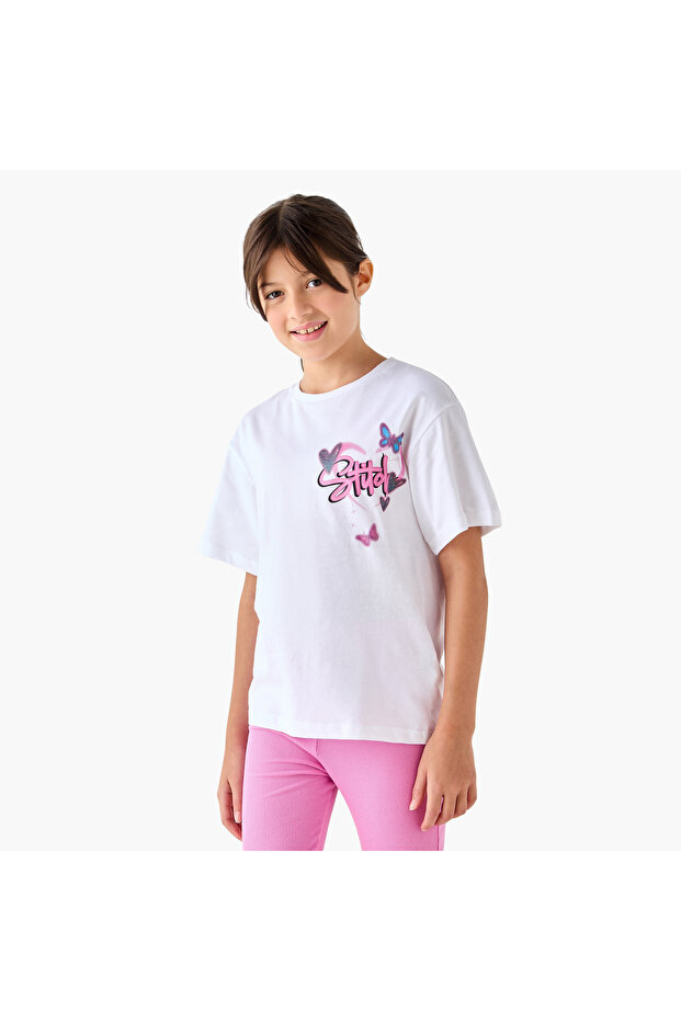 Stitch Print T-Shirt with Short Sleeves