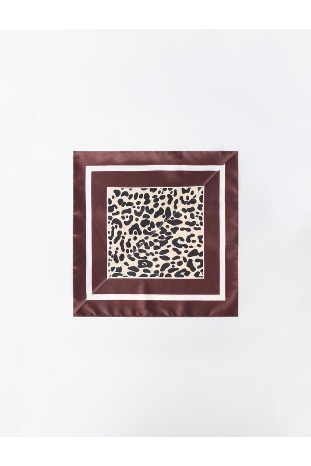 وشاح منسوج بنقشة الفهد البني - 2