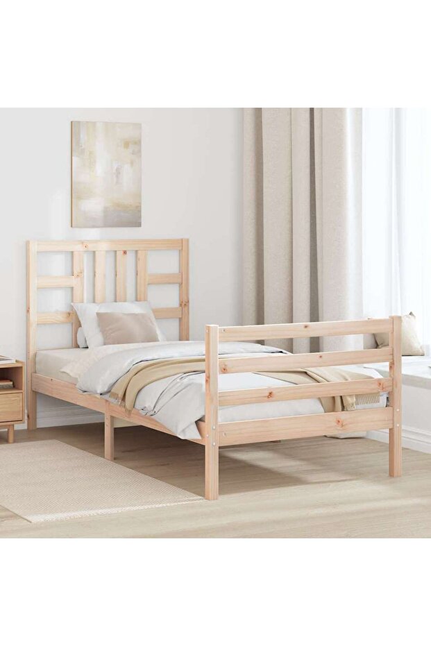 Bed frame with headboard 3FT, single, solid wood - 1