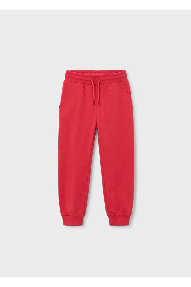 Boy's Basic Sweatpants with Elastic Cuffs Red