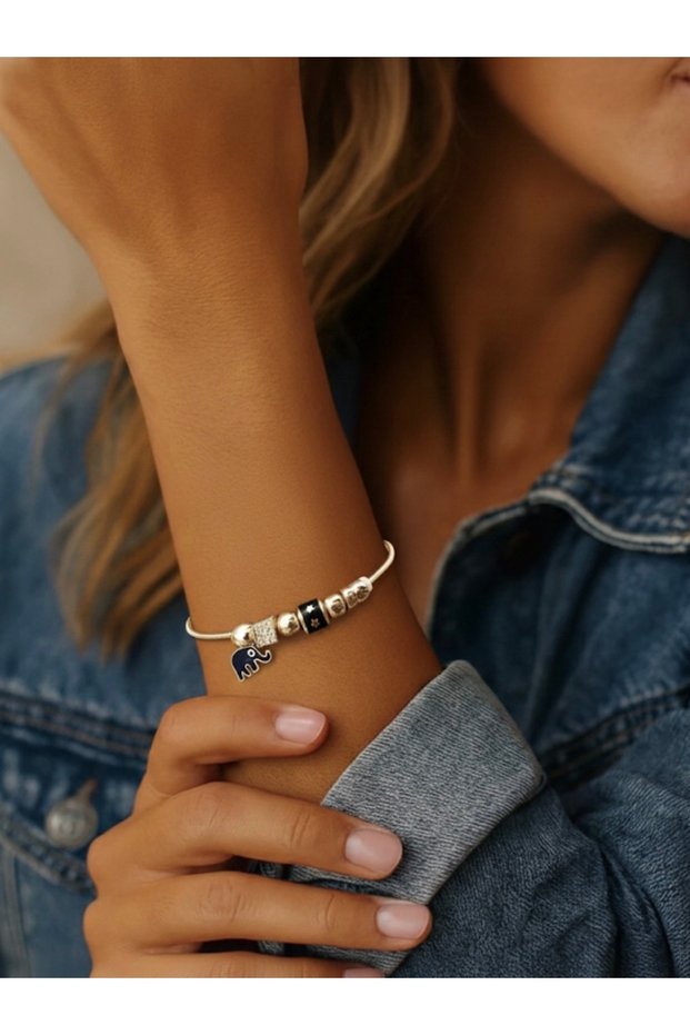 Black Elephant Stone Star Brand Model Gold Color Steel Vip Bracelet