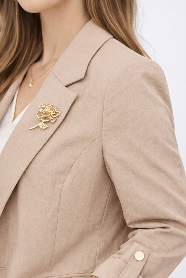 Gül Broşlu Ceket 4624 - 3