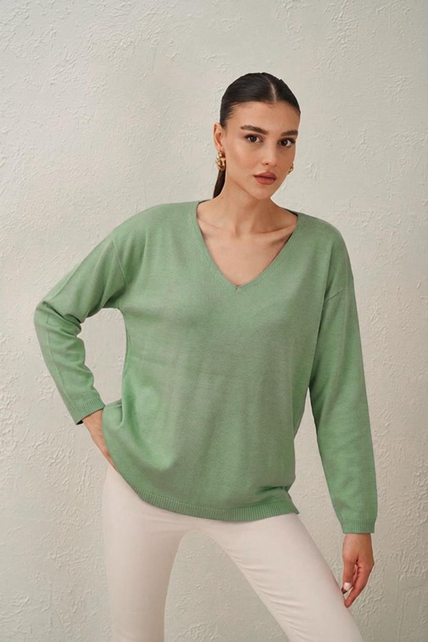 Women's Çağla V-Neck Casual Knitwear Sweater