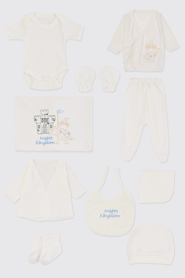 Newborn Horse Detailed Ecru 10-Piece Hospital Discharge Set