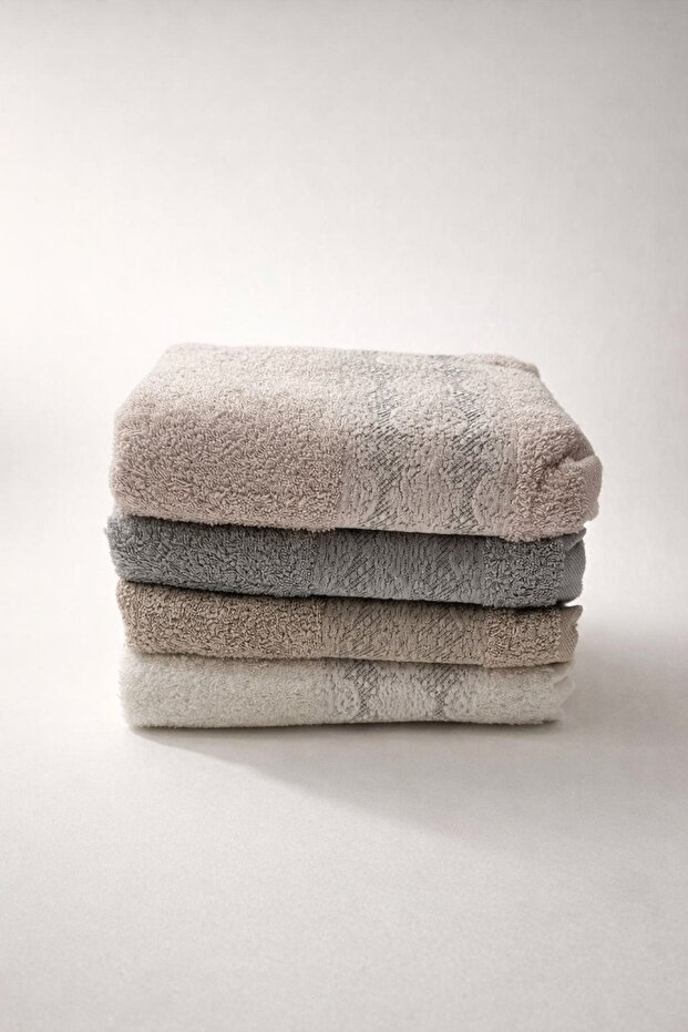 Samanyolu 100% Cotton 50*90 4-Piece Face Towel - Asorti