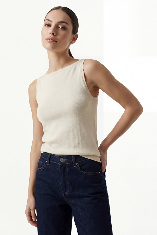 Kadın Askılı Örme Atlet 15935 - Krem - 3