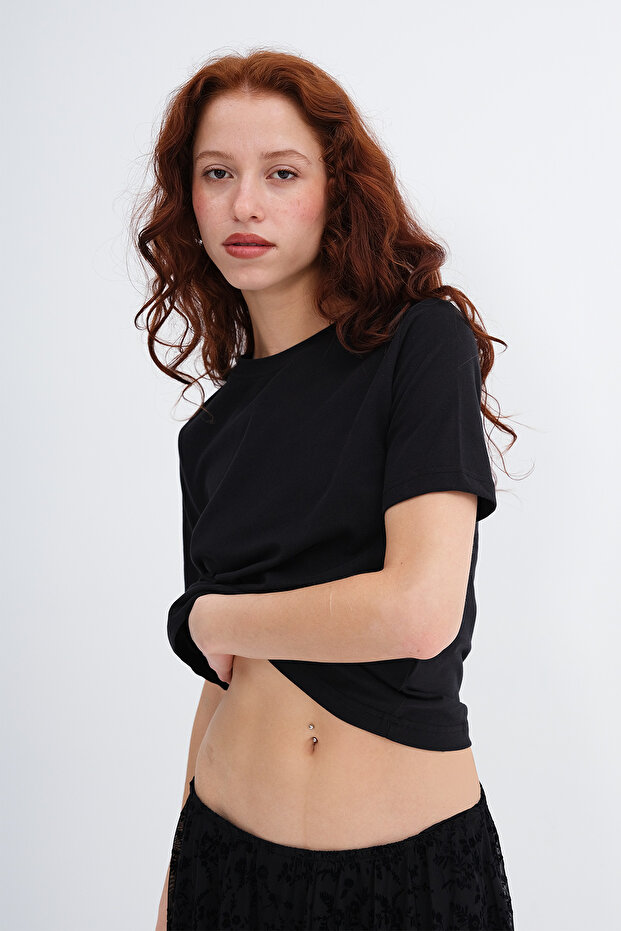 Bisiklet Yaka Basic T-shirt P1903 - 2