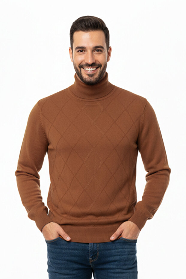 سترة رجالية بياقة دائرية ونقشة البقلاوة - 1