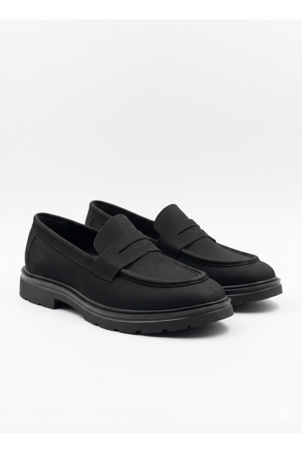 100% Genuine Nubuck Suede Leather Black Casual Comfortable Classic Men's Shoes - Non-Slip Sole