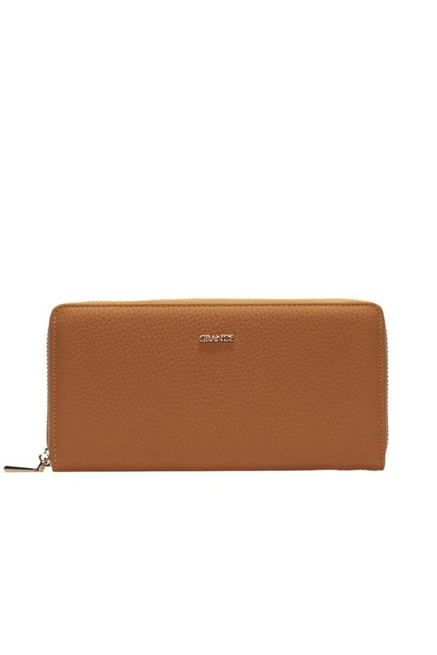 Real Leather Zippered Women's Wallet Large Size Genuine Leather