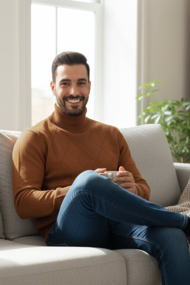 سترة رجالية بياقة دائرية ونقشة البقلاوة - 3