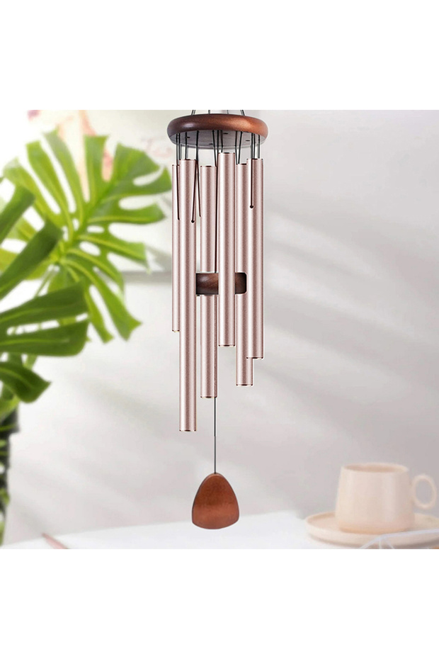 Gold Classic 26 Inch Aluminum Pipe Wind Chimes With Wooden Hanging Tag Farmhouses Terraces Gardens B