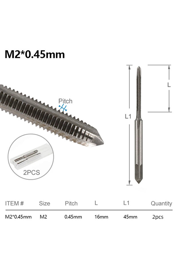 2pcs M2.5x0.45 CMCP 2pcs M2 M3 M4 M5 M6 M7 M8 M10 M12 M14 M16 HSS Screw Tap Drill Bit Set Metric Thr