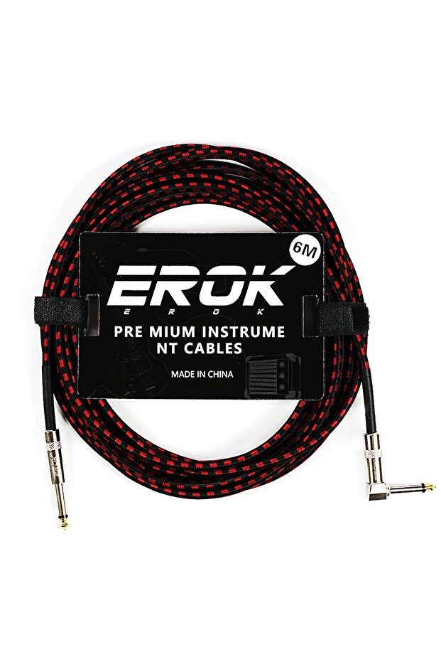 6M-Red EROK 1.5M/3M/6M/10M Premium Guitar Cable 1/4 Inch Instrument Cable-Super Durable Guitar Chord