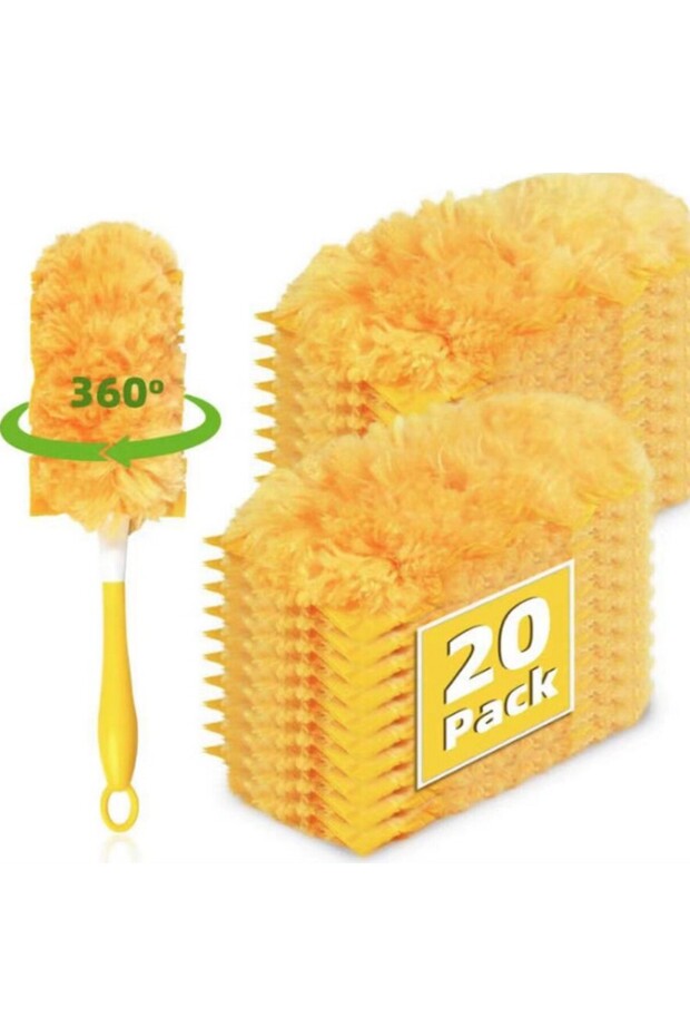 منفضة غبار صفراء قابلة للاستبدال بزاوية 360 درجة، تعمل بتقنية الامتصاص الكهروستاتيكي، عبوة من 10 قطع، عالية الكفاءة - 1