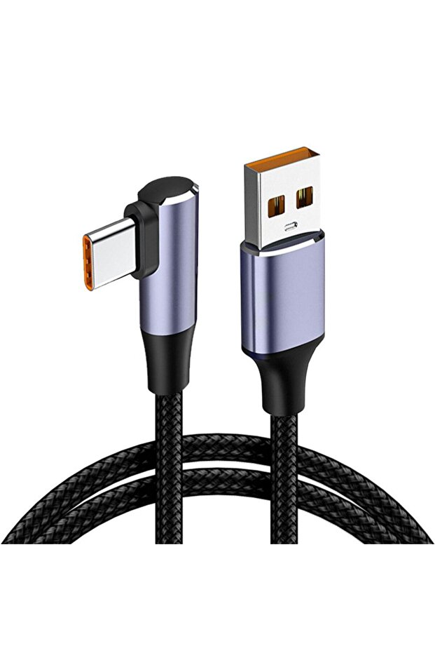 كابل بيانات USB-A إلى USB-C بزاوية قائمة، بطول 2 متر، يدعم الشحن السريع 4.0 بقدرة 100 واط، يدعم تقنية الشحن السريع PD.