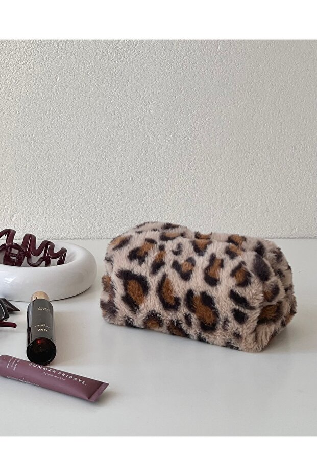 حقيبة مكياج بطبعة الفهد صغيرة الحجم - 3