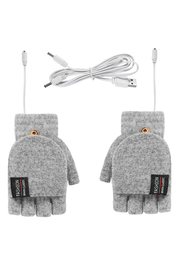 GRAY Electric heating gloves hand warmer gloves heater rechargeable USB reusable laptop suitable for