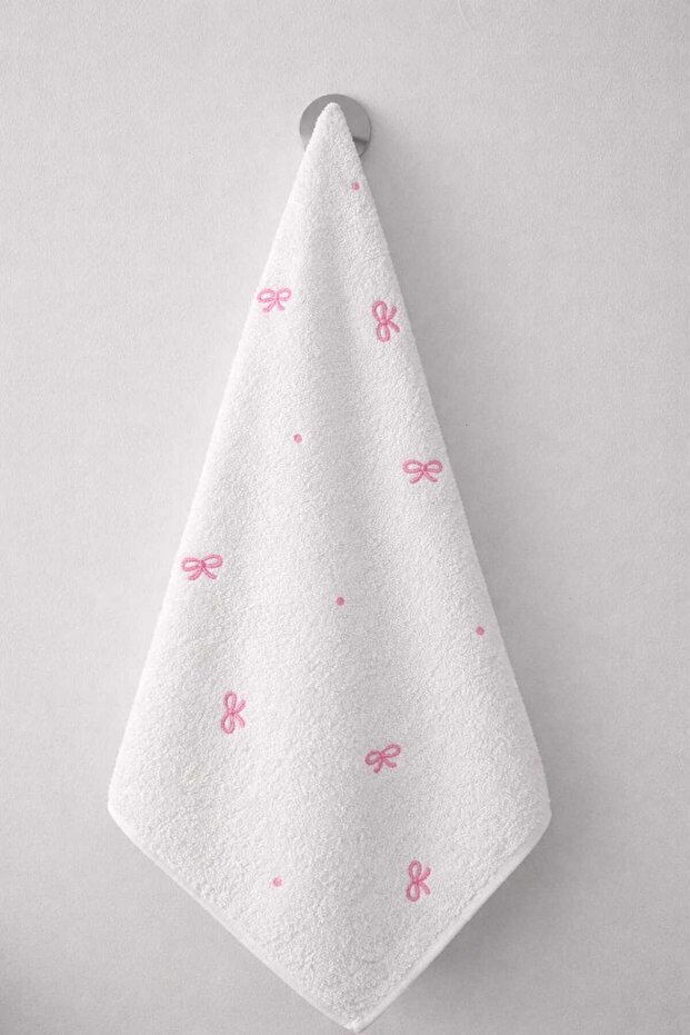 Li̇ya Bow Embroidered Hand Towel Cotton 3-Piece Set 50X90 cm