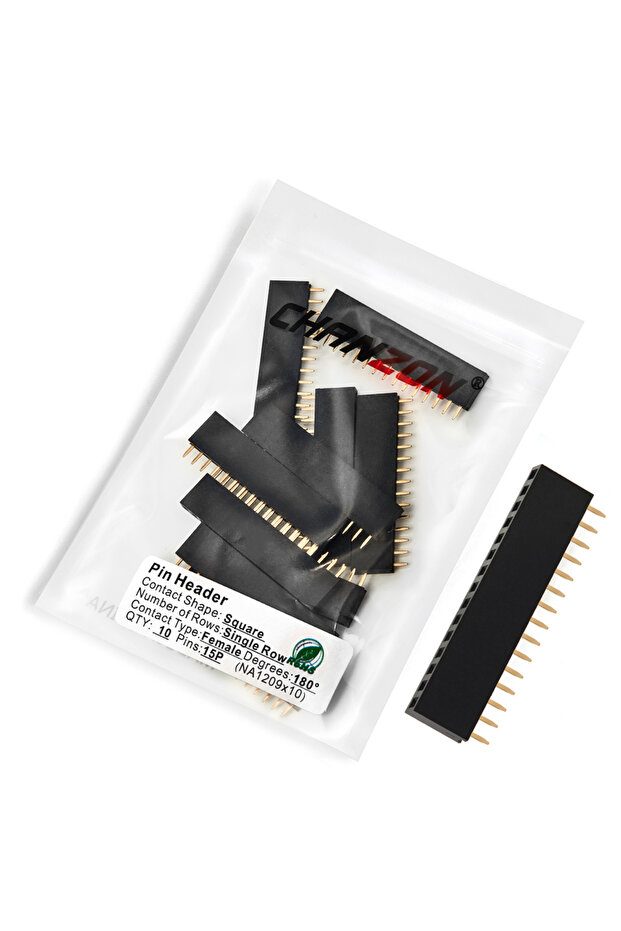 15P Female 10PCS Single Row Female 2 3 4 5 6 8 10 12 15 20 40 Pin Header Gold Plated Solderless 2.54