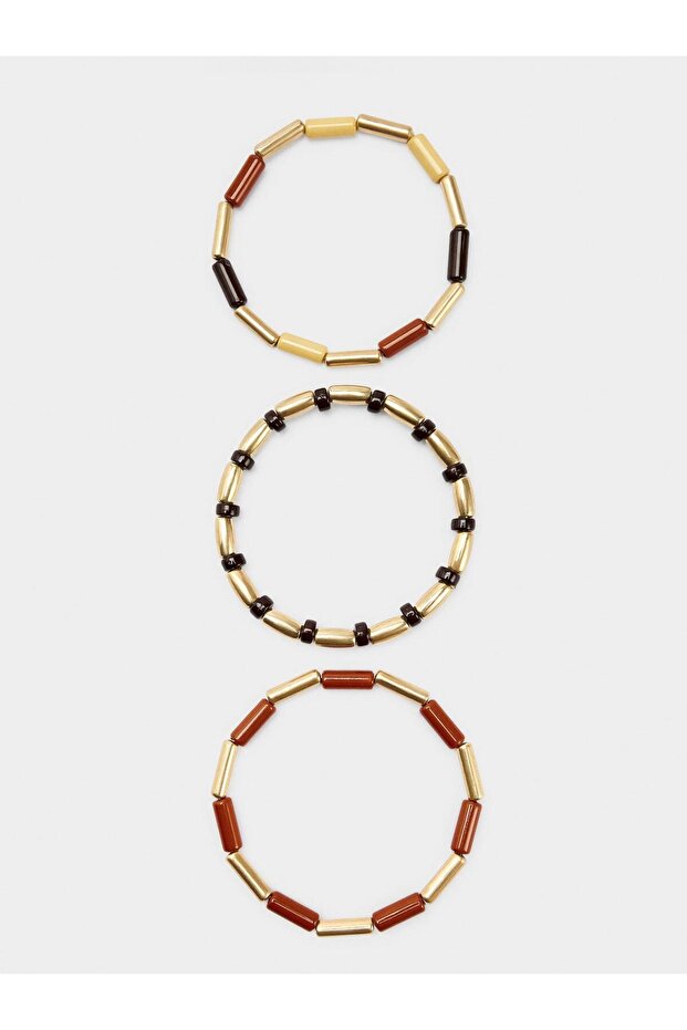 Silindirik Boncuklu Elastik Bileklik Seti - 3