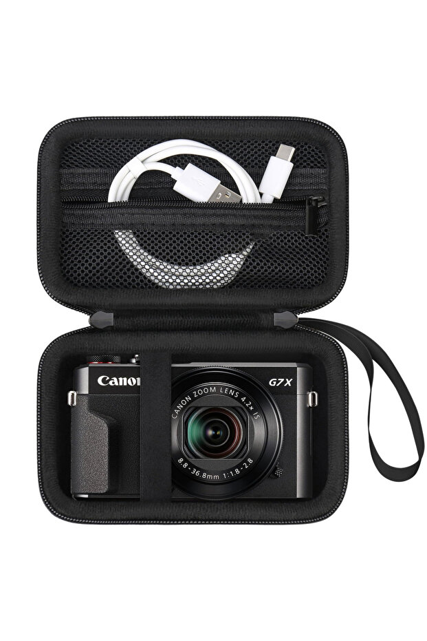 Black Camera Case for Canon PowerShot G7 X Mark III/ G7X Mark II Digital 4K Vlogging Camera, Zipper