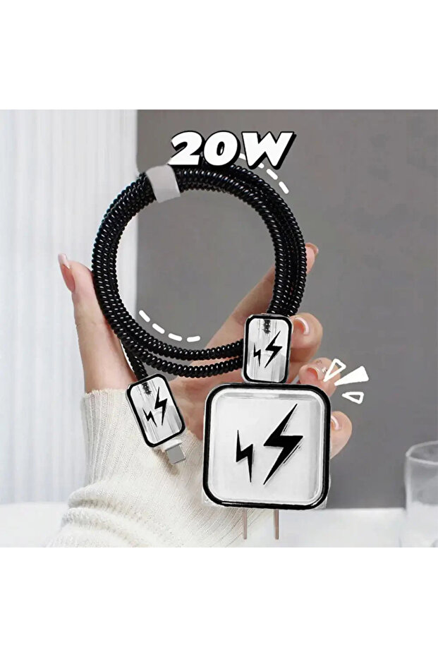 03 غطاء حماية لشاحن 18 واط/20 واط، غطاء لكابل USB، لفافة سلك الشحن والبيانات، غطاء لفّ للشاحن