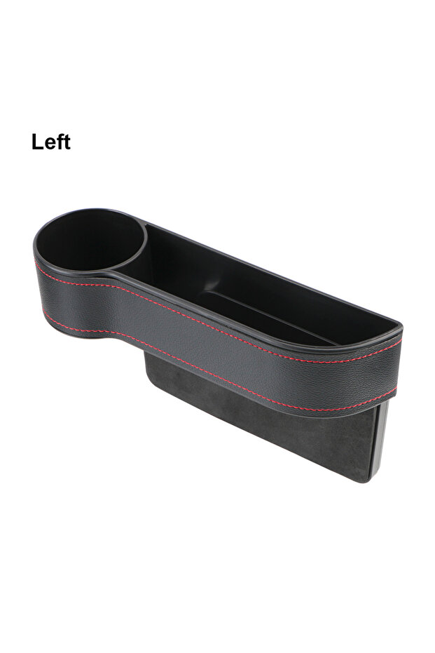 Left Black Car Organizer Leather Car Seat Gap Storage Box Seat Gap Slit Box With Charging Hole
