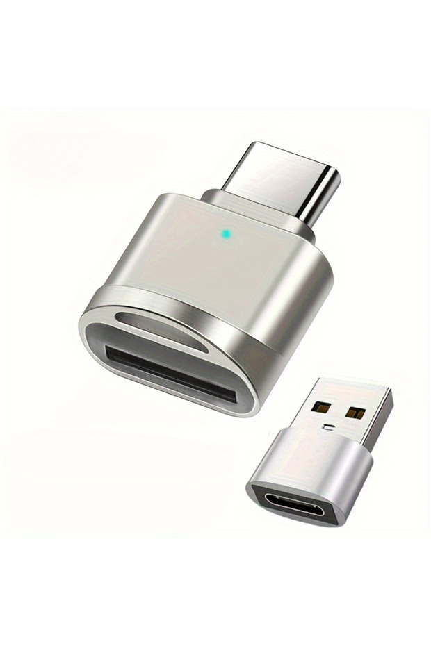 WHITE 2-Pack Type C TF SD Card Reader Zinc Alloy Shell with USB C to USB Adapter for iphone 15-17 pr