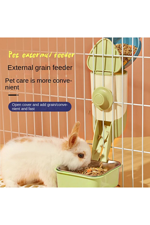 Green (Feeder) 500ML Pet Chinchilla Hanging Feeding Waterer Easy Install Pigeon Rabbit Small Animal