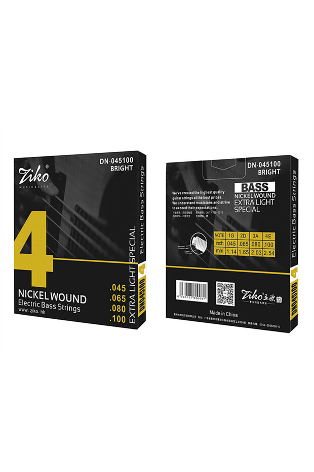 4strings DN-045 ZIKO 4 / 5 / 6 Strings Bass Electric Guitar Strings Carbon Steel Hexagonal Alloy Beg