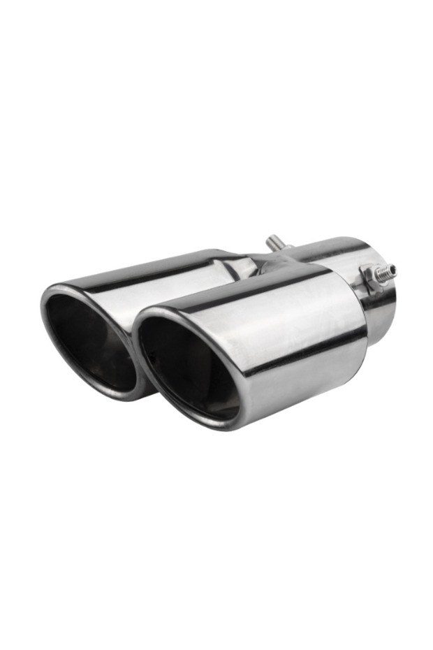 Silver 1pcs Universal Car Dual Outlet Exhaust Tip Stainless Steel Black Exhaust Tips Muffler Tail Do