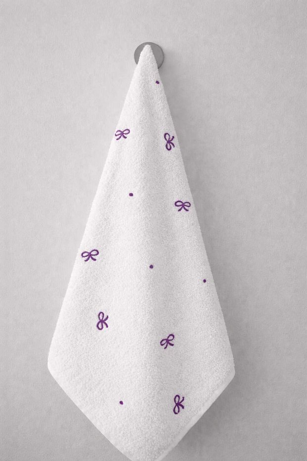 Li̇ya Bow Embroidered Hand Towel Cotton 2-Piece Set 50X90 cm