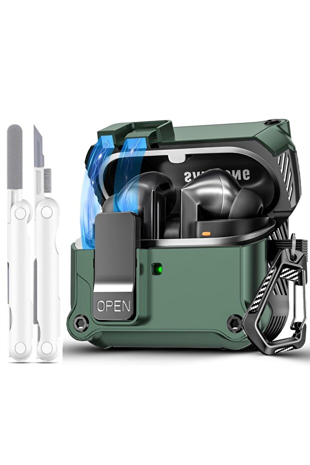 For Galaxy Buds 3Pro Green with Pen For Buds 3 Pro Case New Security Lk Protective Case with Clean