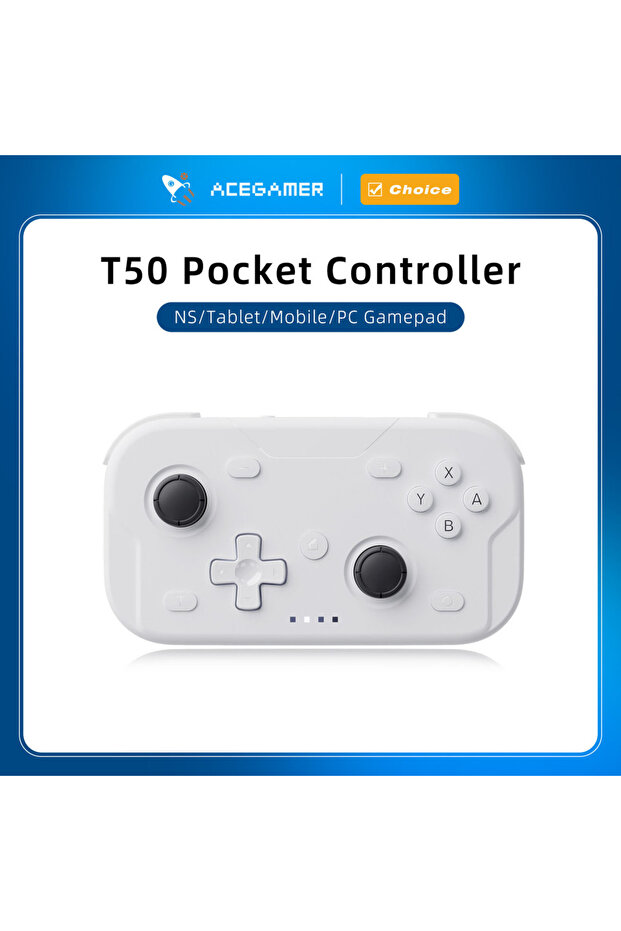 وحدة تحكم ألعاب محمولة بيضاء من AceGamer مع عصا تحكم بتقنية Hall وتردد 1000 هرتز، متوافقة مع أجهزة Switch/Sw