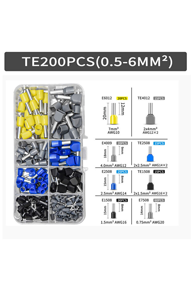 TE200PCS 300-2000 pcs Durable Wire Connect Insulated Connector Crimp Terminator Cold Pressed Insulat