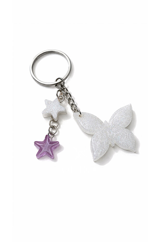 Butterfly Keychain - Bag Charm (Silver)