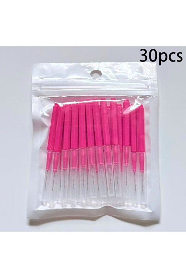 0.6mm(SSSS) Deeppink 30PCS Adult Straight Interdental Brushes for Interdental Cleaning Braces and Ga