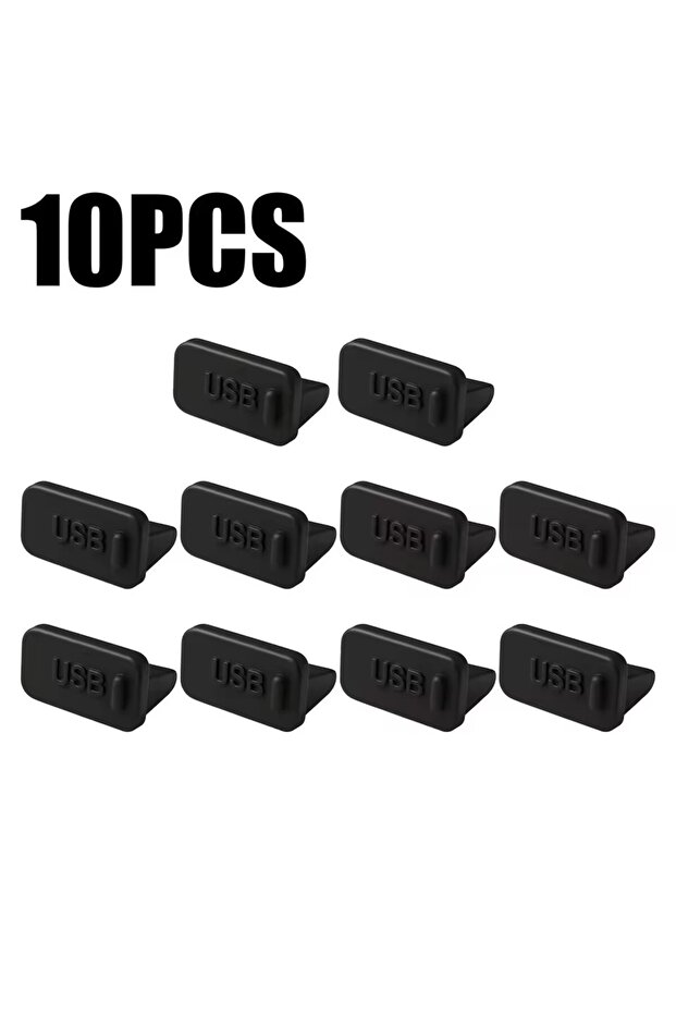 10Pcs Black USB Charging Port Dustplugs Laptop USB-A Anti Dust Cover Protective Caps for Tablet PC N
