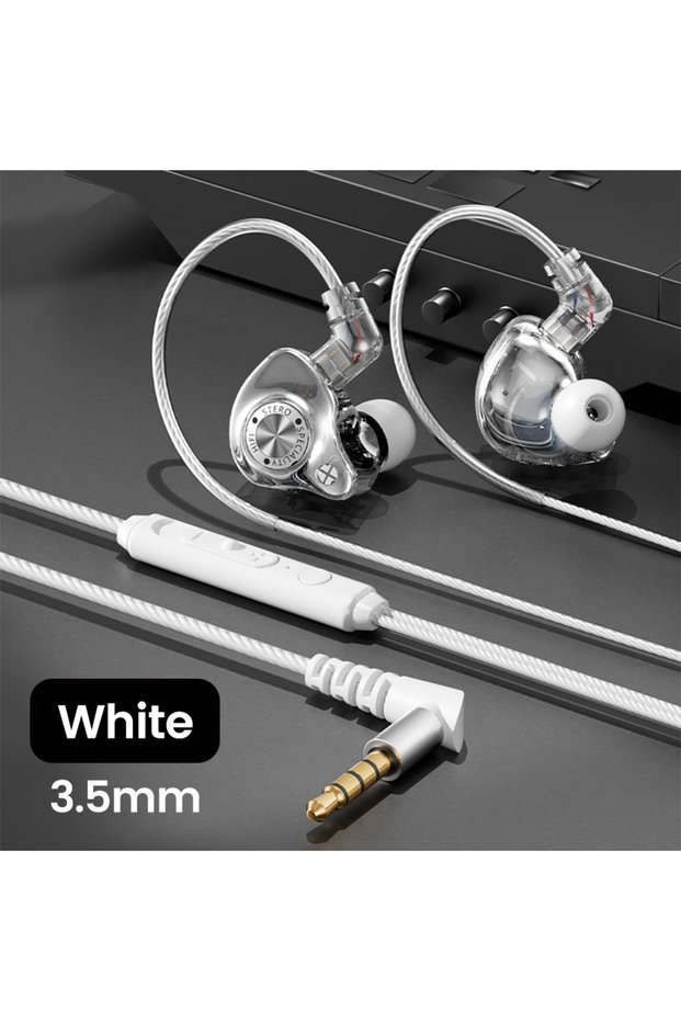 3.5MM White Original 15D Super Bass In Ear Headphone With Mic 3.5mm AUX/Type-C Digital Chip Headset