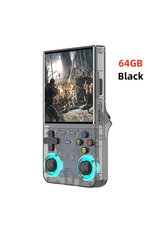 Black 64GB R36 Ultra Handheld WIFI Game Player 4 Inch IPS Screen Open Source Retro Video Player 64G/