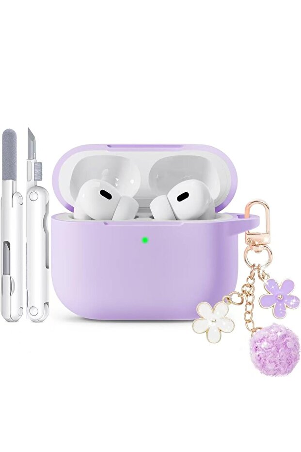 سماعات AirPods Pro 3 متوافقة مع AirPods 4/3/Pro 2، جراب سيليكون ناعم مع سلسلة مفاتيح، بما في ذلك منظف