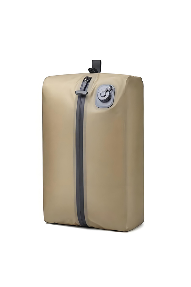 AUTO khaki Automatic Vacuum Bag(Air Pump inside) Reusable Storage Bag Folding Outdoor Travel Compres
